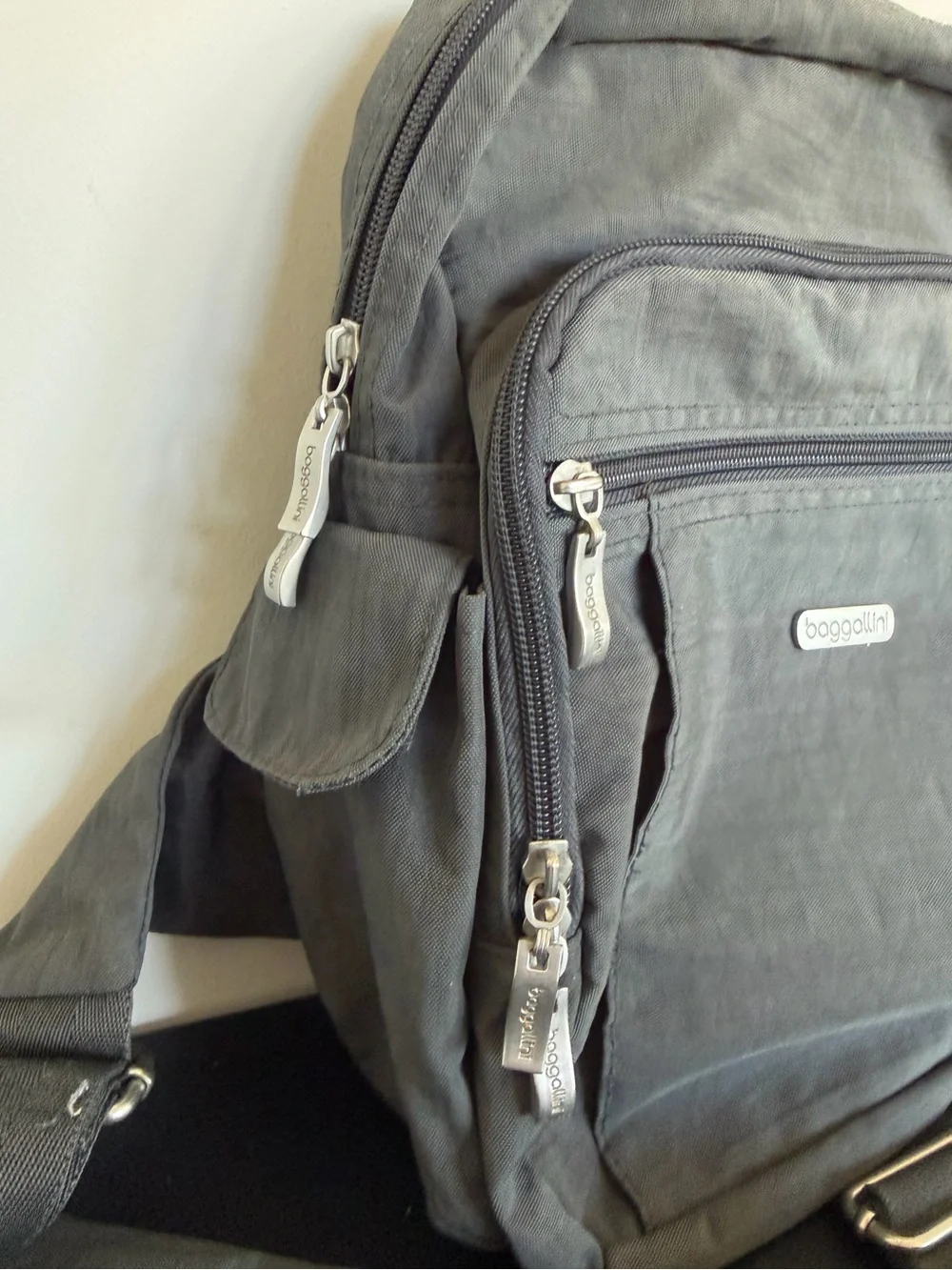 Baggallini Charcoal Gray Nylon Crossbody Travel Organizer Bag
